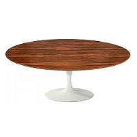 Mesa Saarinen Oval Centro Pau Ferro 135x90cm - Base Branca - 1