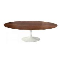Mesa Saarinen Oval Centro Imbuia 135x90cm - Base Branca - 1