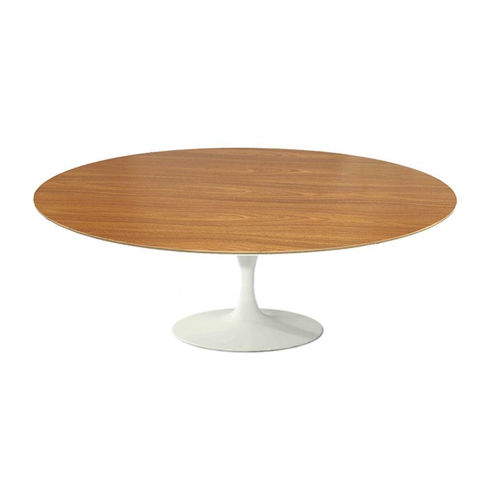 Mesa Saarinen Oval Centro Freijó 135x90cm - Base Branca - 1