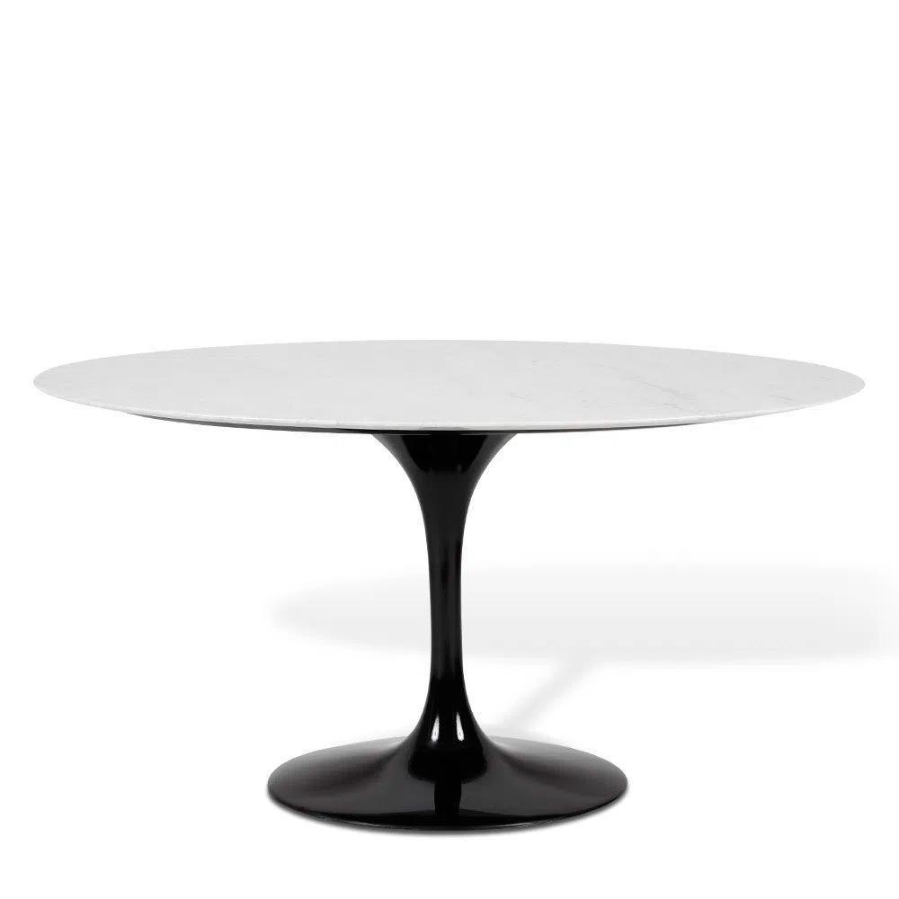 Mesa Saarinen Oval Carrara 180x100cm - Base Preta - 1