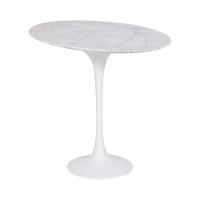 Mesa Saarinen Lateral Oval Carrara 57x38cm - Base Branca - 1