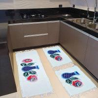 Jogo Passadeira Cozinha Kit 3 Peças Mexicano Pintado A Mão Vasos E Flores - 3