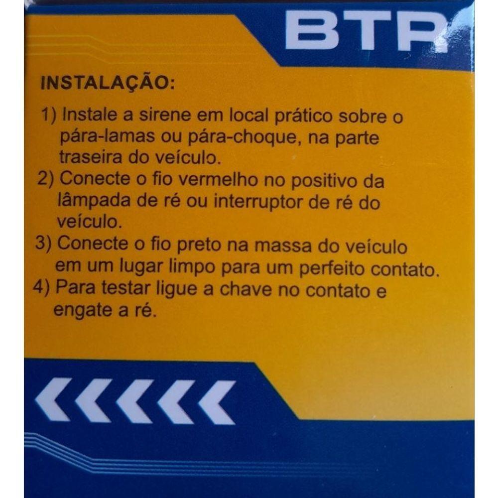 Sirene BTR Marcha Ré 12V Alarme Som Intermitente 10W - 5