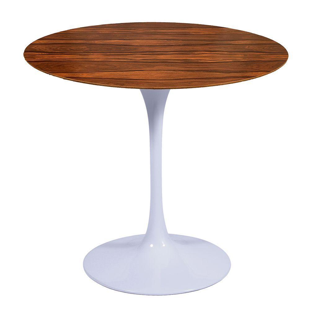 Mesa Saarinen Redonda Pau Ferro 107cm - Base Branca - 1