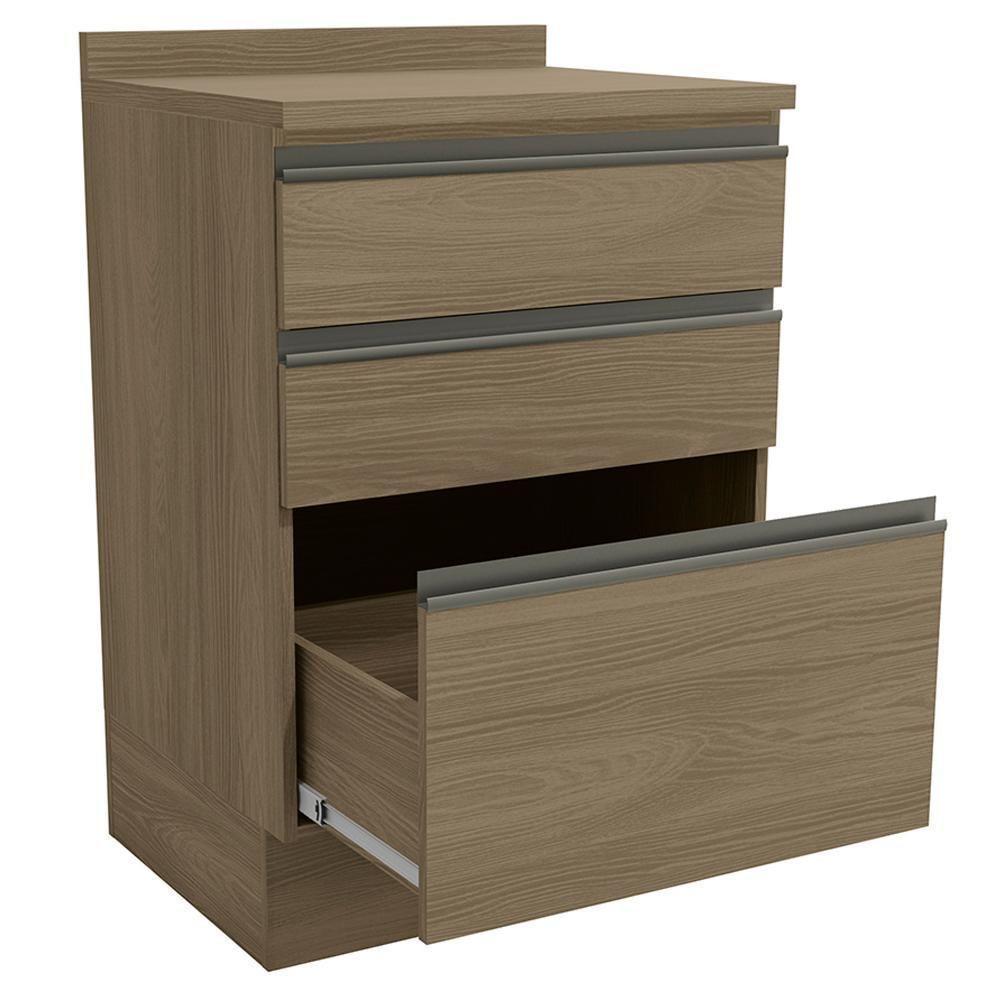 Balcao Com Tampo 3 Gavetas 60 Cm Maxxi G743 Kappesberg Nogal - 6