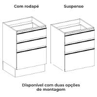 Balcao Com Tampo 3 Gavetas 60 Cm Maxxi G743 Kappesberg Nogal - 5