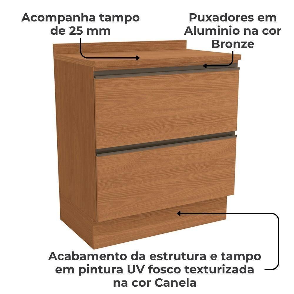 Balcao Com Tampo 80 Cm 2 Gavetas Mdp Maxxi G755 Kappesberg Canela - 3