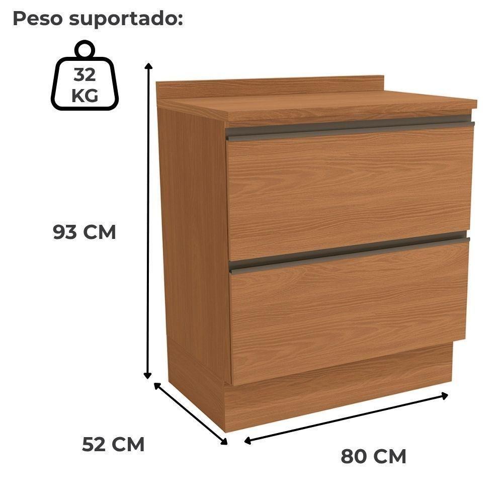 Balcao Com Tampo 80 Cm 2 Gavetas Mdp Maxxi G755 Kappesberg Canela - 4