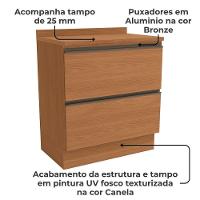 Balcao Com Tampo 80 Cm 2 Gavetas Mdp Maxxi G755 Kappesberg Canela - 3