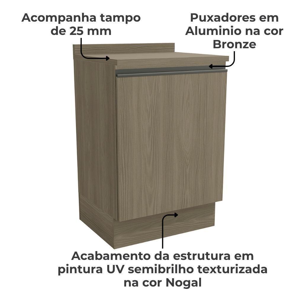 Balcao Com Tampo 1 Porta 60 Cm Maxxi G742 Kappesberg Nogal - 3