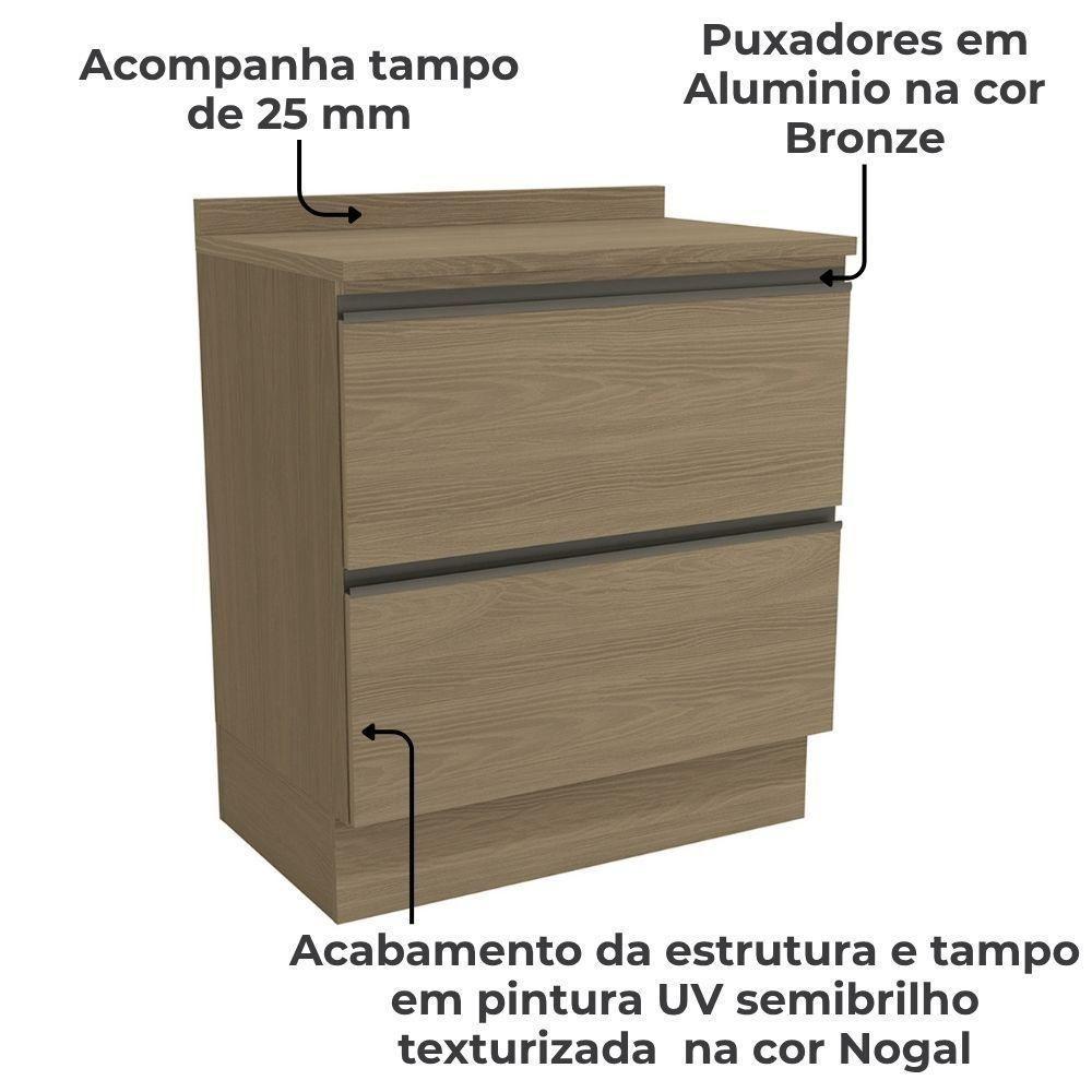 Balcao Com Tampo 80 Cm 2 Gavetas Mdp Maxxi G755 Kappesberg Nogal - 3