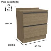 Balcao Com Tampo 80 Cm 2 Gavetas Mdp Maxxi G755 Kappesberg Nogal