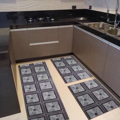 Kit 3 Peças Jogo Cozinha Passadeira Manta Vinilico Laminado Marmorizado