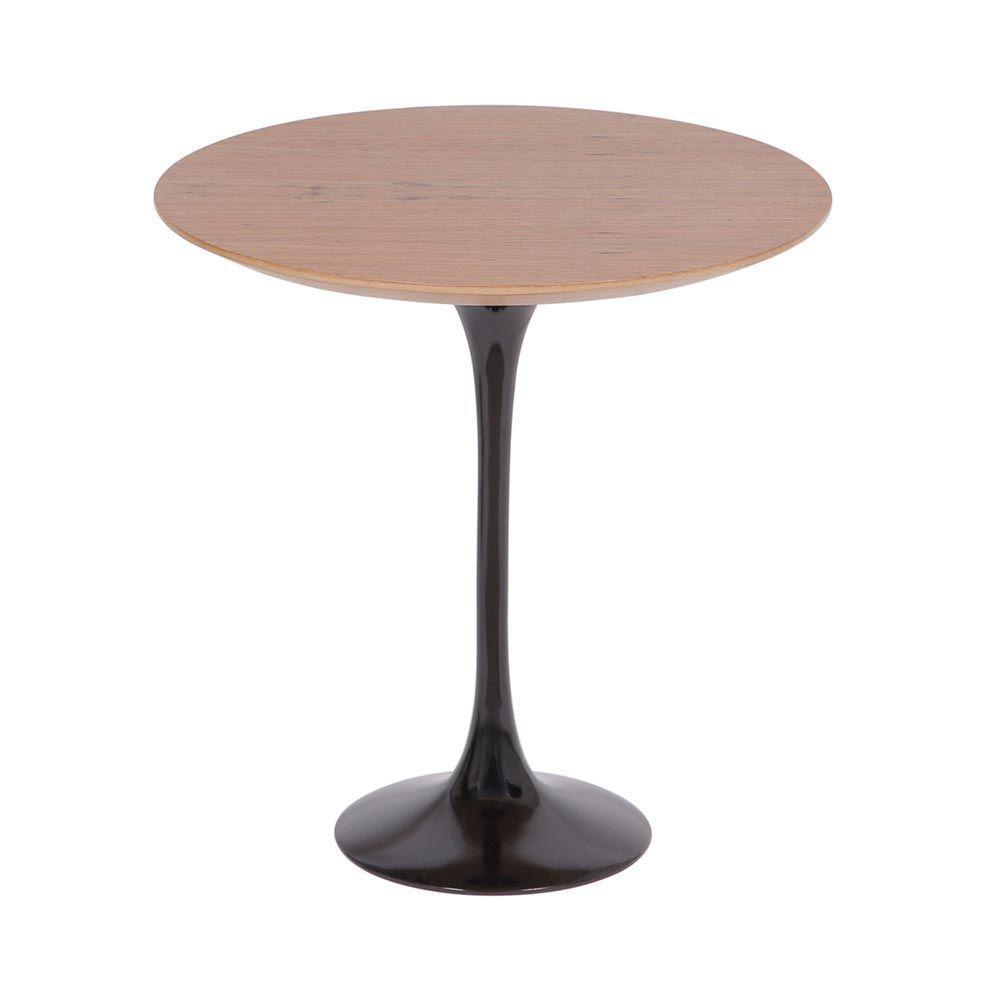 Mesa Saarinen Lateral Oval Freijó 57x38cm - Base Preta - 1