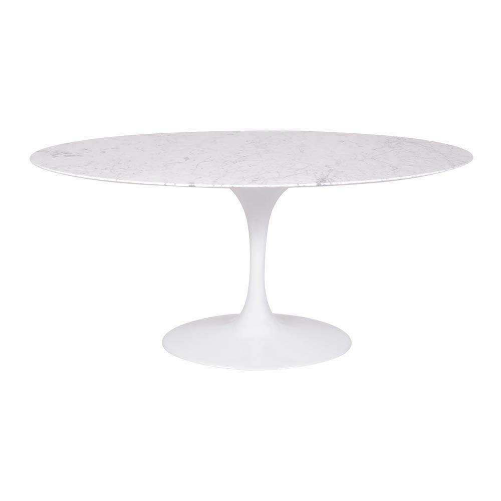 Mesa Saarinen Oval Carrara 180x100cm - Base Branca - 3