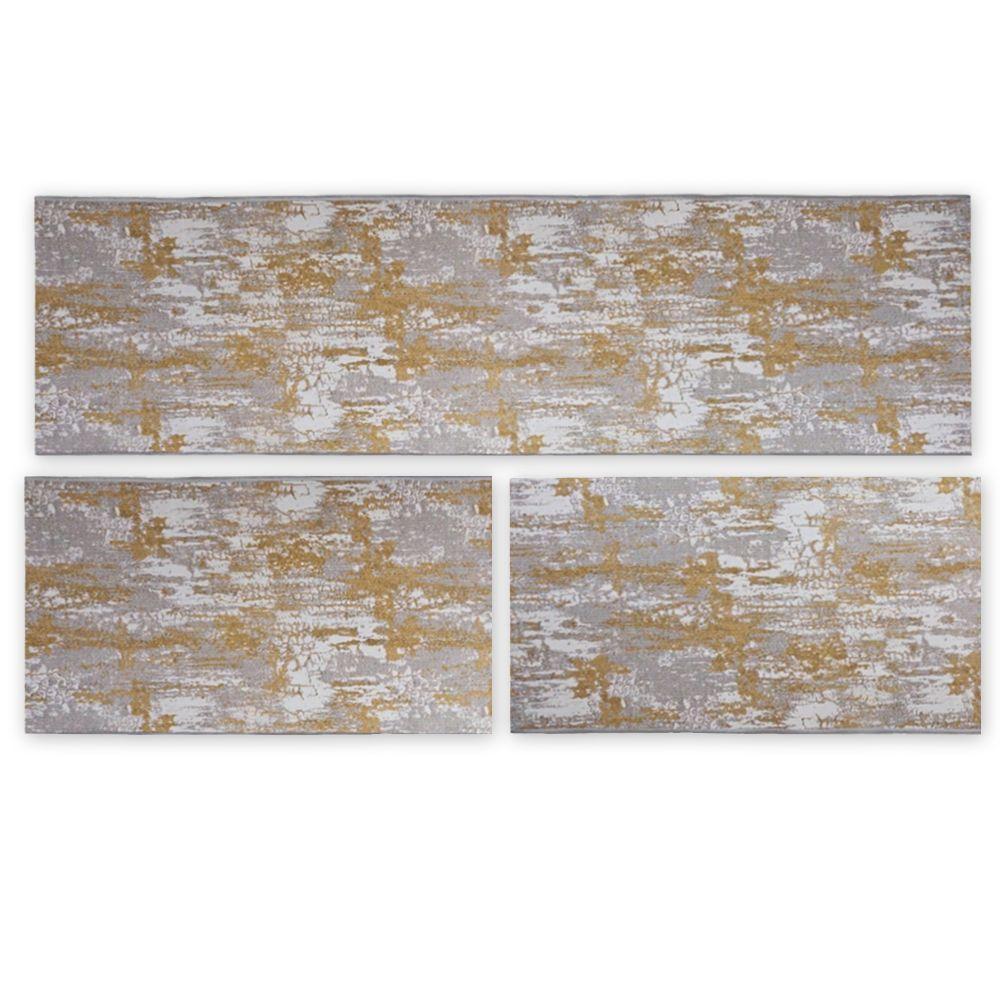 Kit 3 Peças Pratik Jogo Cozinha Borda Infinita Não Derrapa Marmore Ocre - 2