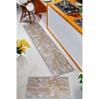 Kit 3 Peças Pratik Jogo Cozinha Borda Infinita Não Derrapa Marmore Ocre