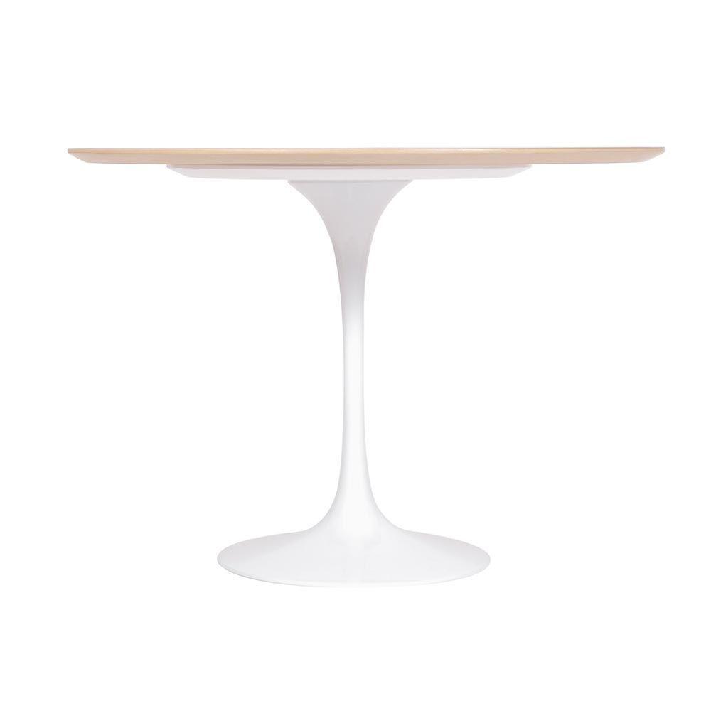 Mesa Saarinen Redonda Imbuia 124cm - Base Branca - 2