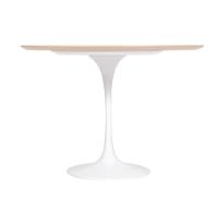 Mesa Saarinen Redonda Imbuia 124cm - Base Branca - 2