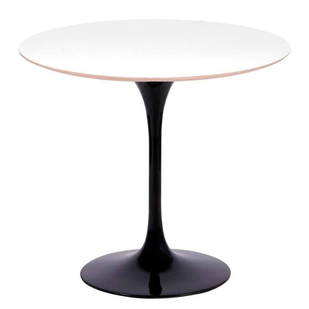 Mesa Saarinen Redonda Fórmica Branca 107cm - Base Preta - 1