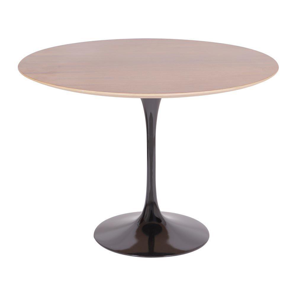 Mesa Saarinen Redonda Imbuia 90cm - Base Preta - 1