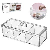 Organizador De Acrílico Multiuso Com Tampa 3 Divisórias Para Algodão, Cotonetes E Maquiagem - 2