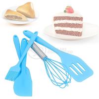 Kit De Cozinha 5 Utensílios De Silicone Resistente A Altas Temperaturas Conjunto Completo Azul - 1