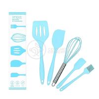 Kit De Cozinha 5 Utensílios De Silicone Resistente A Altas Temperaturas Conjunto Completo Azul - 4