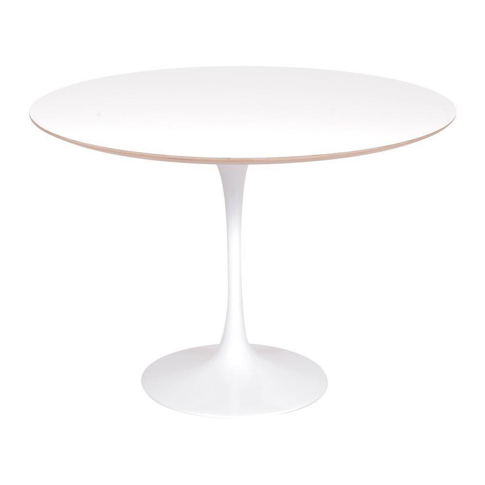 Mesa Saarinen Redonda Fórmica Branca 107cm - Base Branca - 1