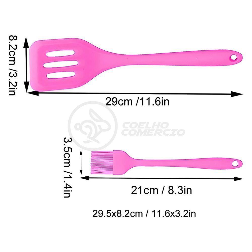 Kit De Cozinha 5 Utensílios De Silicone Resistente A Altas Temperaturas Conjunto Completo Rosa - 4