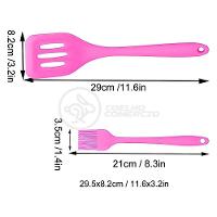Kit De Cozinha 5 Utensílios De Silicone Resistente A Altas Temperaturas Conjunto Completo Rosa