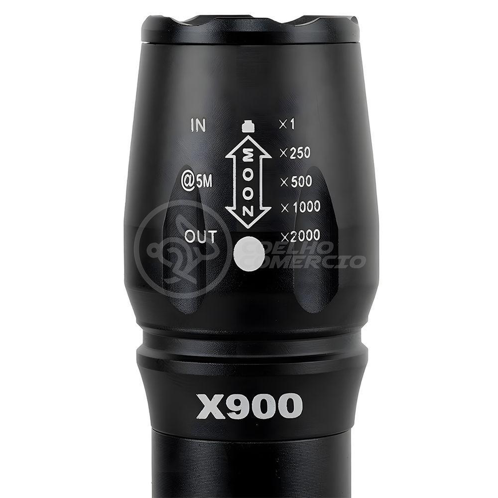 Lanterna Led Militar X900 Com Bateria Recarregável Foco De Luz Ajustável Com Sinalizador Incluso - 4