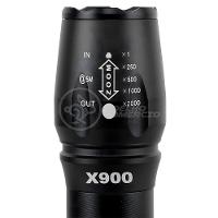 Lanterna Led Militar X900 Com Bateria Recarregável Foco De Luz Ajustável Com Sinalizador Incluso