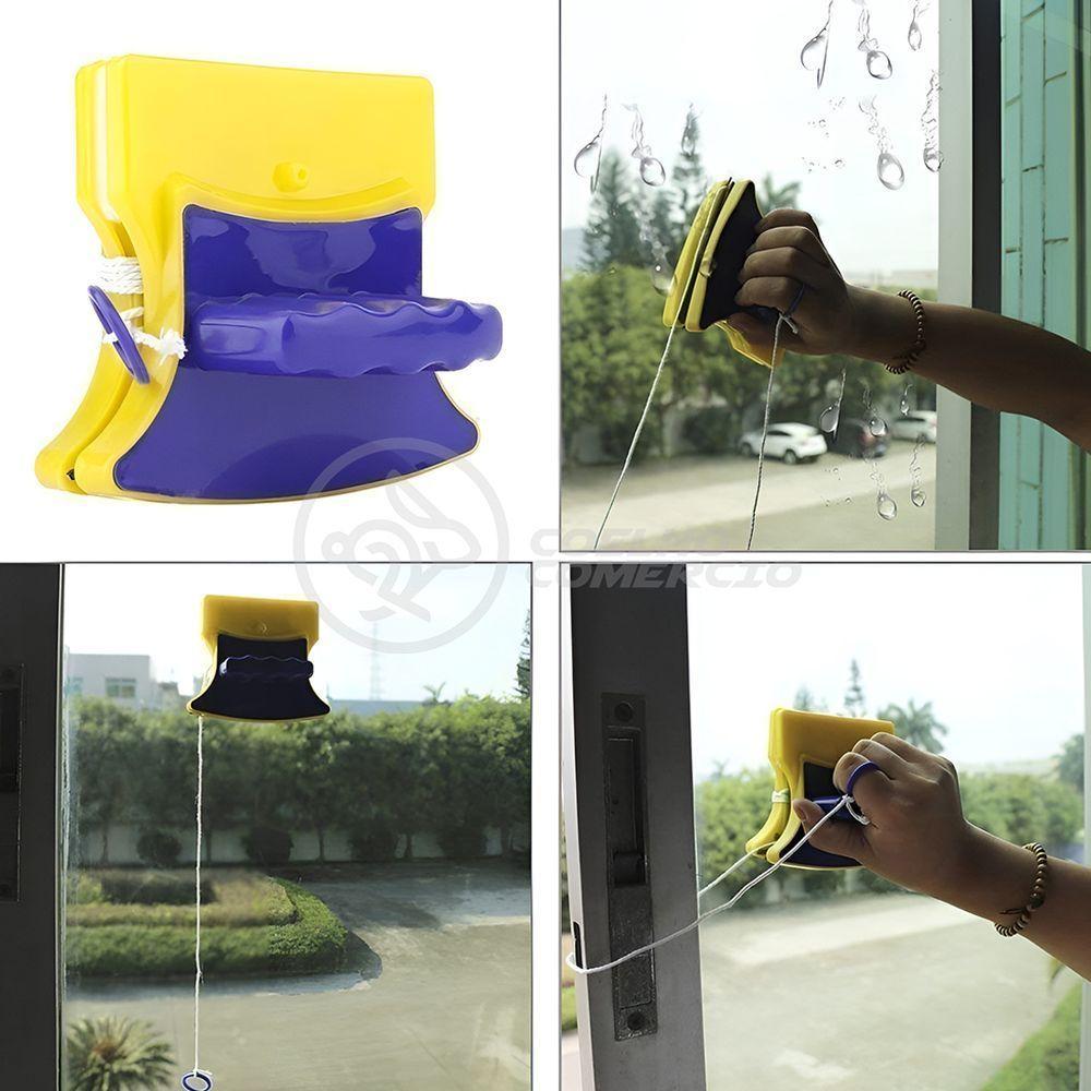 Limpador Magnético De Vidro E Janela Duplo Lado Imã Super Resistente Limpa Dentro E Fora - Amarelo - 4