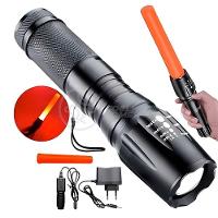 Lanterna Tática Militar X900 Com Bateria Recarregável Zoom Ajustável Com Sinalizador Incluso - 1