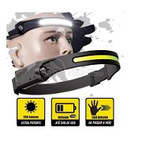 Lanterna De Cabeça Led Recarregável Lt-391 Ajustável Com Sensor De Movimento Liga Desliga - Preto