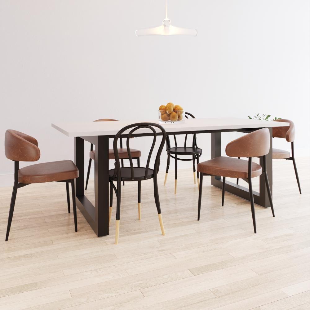 Mesa De Jantar Bronx R 200x90x77cm Brmj9200r Branco Tx - Est.preta Branco Tx/est.preta - 2