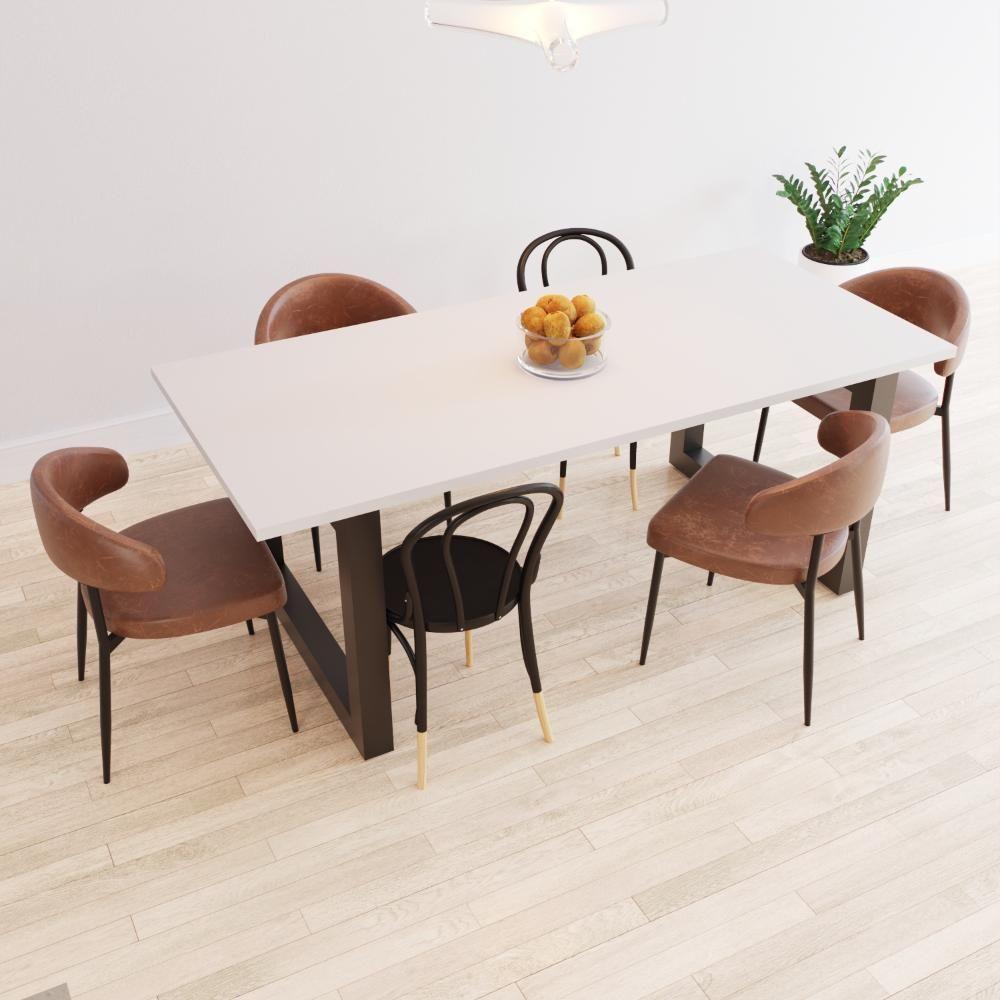 Mesa De Jantar Bronx R 200x90x77cm Brmj9200r Branco Tx - Est.preta Branco Tx/est.preta - 4