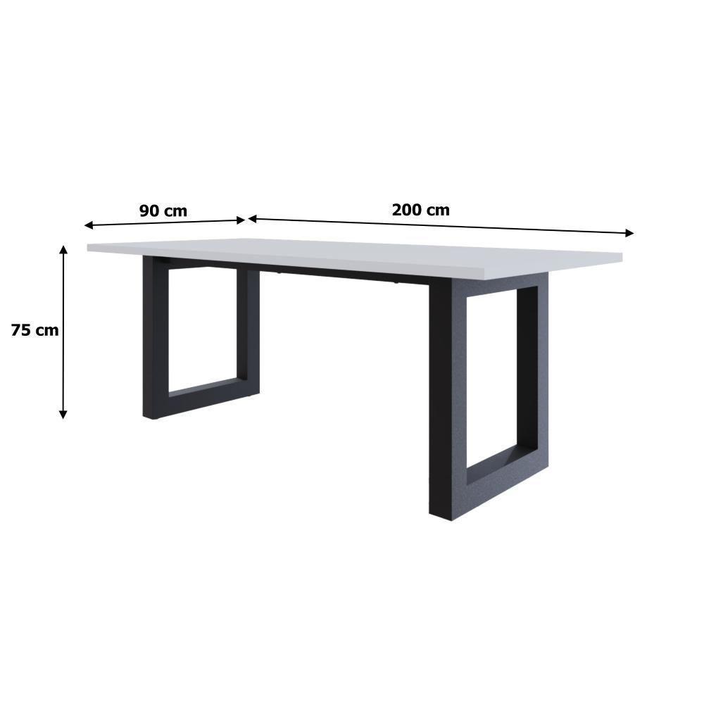 Mesa De Jantar Bronx R 200x90x77cm Brmj9200r Branco Tx - Est.preta Branco Tx/est.preta - 6