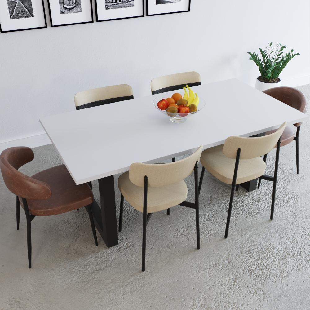 Mesa De Jantar Bronx R 180x90x77cm Brmj9180r Branco Tx - Est.preta Branco Tx/est.preta - 4