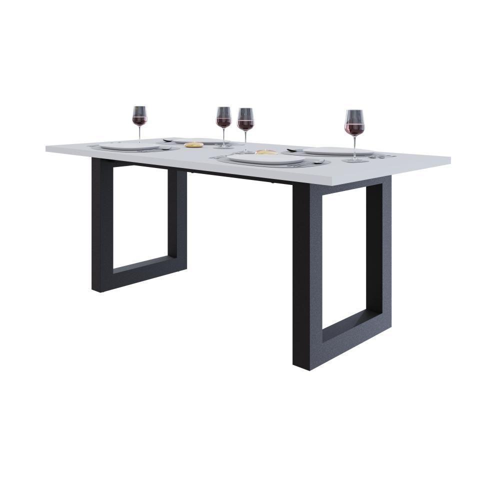 Mesa De Jantar Bronx R 180x90x77cm Brmj9180r Branco Tx - Est.preta Branco Tx/est.preta - 5