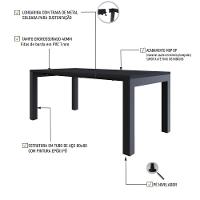 Mesa De Jantar Bronx U 180x90x77cm Brmj9180u Preto Tx - Est.preta Preto Tx/est.preta - 3