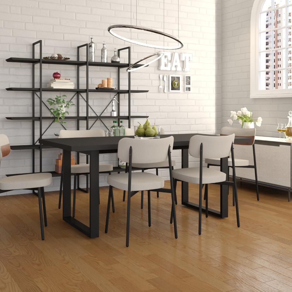 Mesa De Jantar Queens R 180x90x77cm Qemj9180r Preto Tx - Est.preta Preto Tx/est.preta - 2