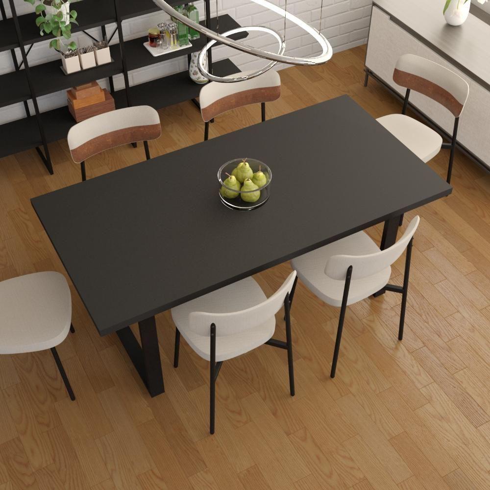 Mesa De Jantar Queens R 180x90x77cm Qemj9180r Preto Tx - Est.preta Preto Tx/est.preta - 4
