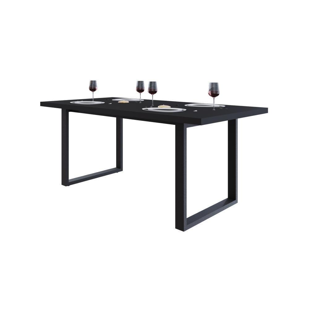 Mesa De Jantar Queens R 180x90x77cm Qemj9180r Preto Tx - Est.preta Preto Tx/est.preta - 5
