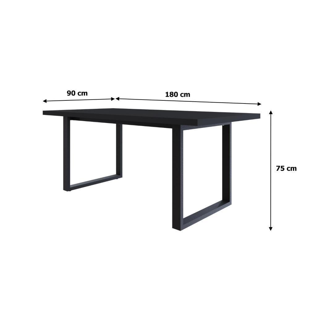 Mesa De Jantar Queens R 180x90x77cm Qemj9180r Preto Tx - Est.preta Preto Tx/est.preta - 6