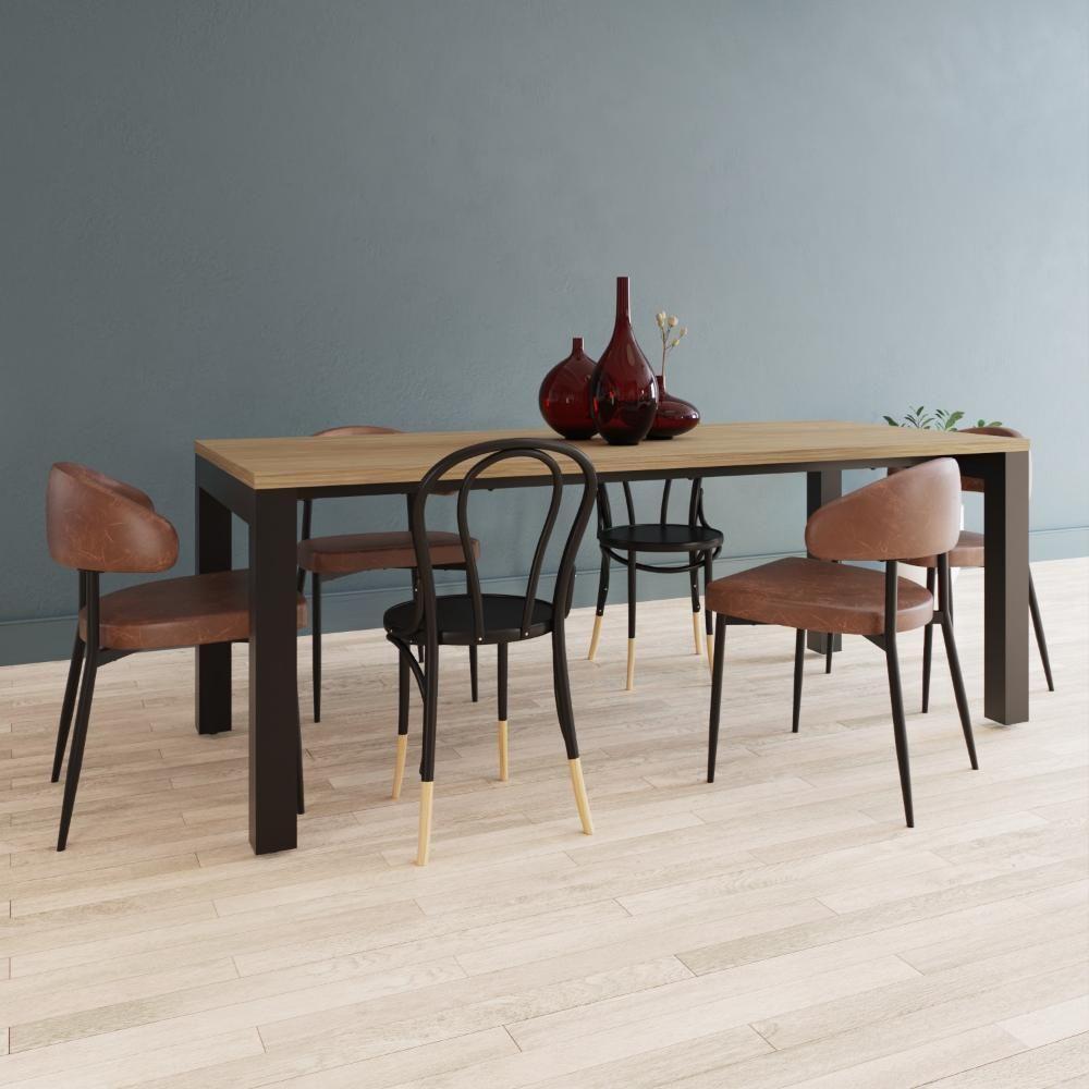 Mesa De Jantar Bronx U 200x90x77cm Brmj9200u Vermont Oak - Est.preta Vermont Oak/est.preta - 2