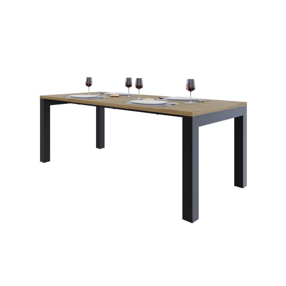 Mesa De Jantar Bronx U 200x90x77cm Brmj9200u Vermont Oak - Est.preta Vermont Oak/est.preta - 5