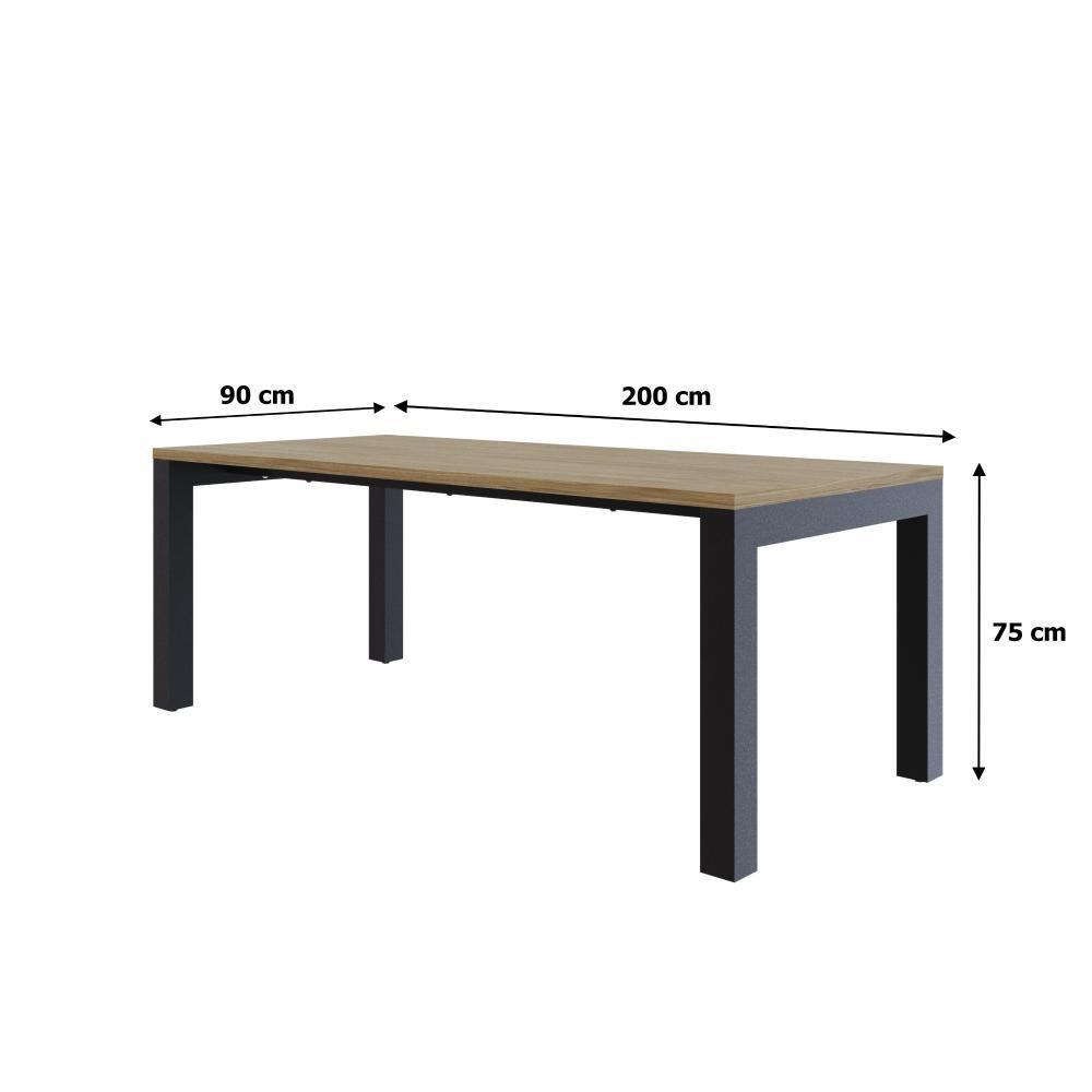 Mesa De Jantar Bronx U 200x90x77cm Brmj9200u Vermont Oak - Est.preta Vermont Oak/est.preta - 6