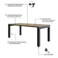 Mesa De Jantar Bronx U 200x90x77cm Brmj9200u Vermont Oak - Est.preta Vermont Oak/est.preta - 3
